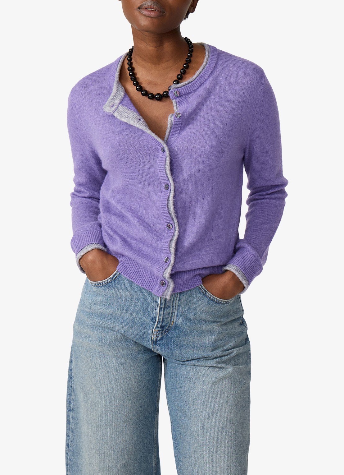 Fabienne Chapot Elora vest in wolblend  - detail lila