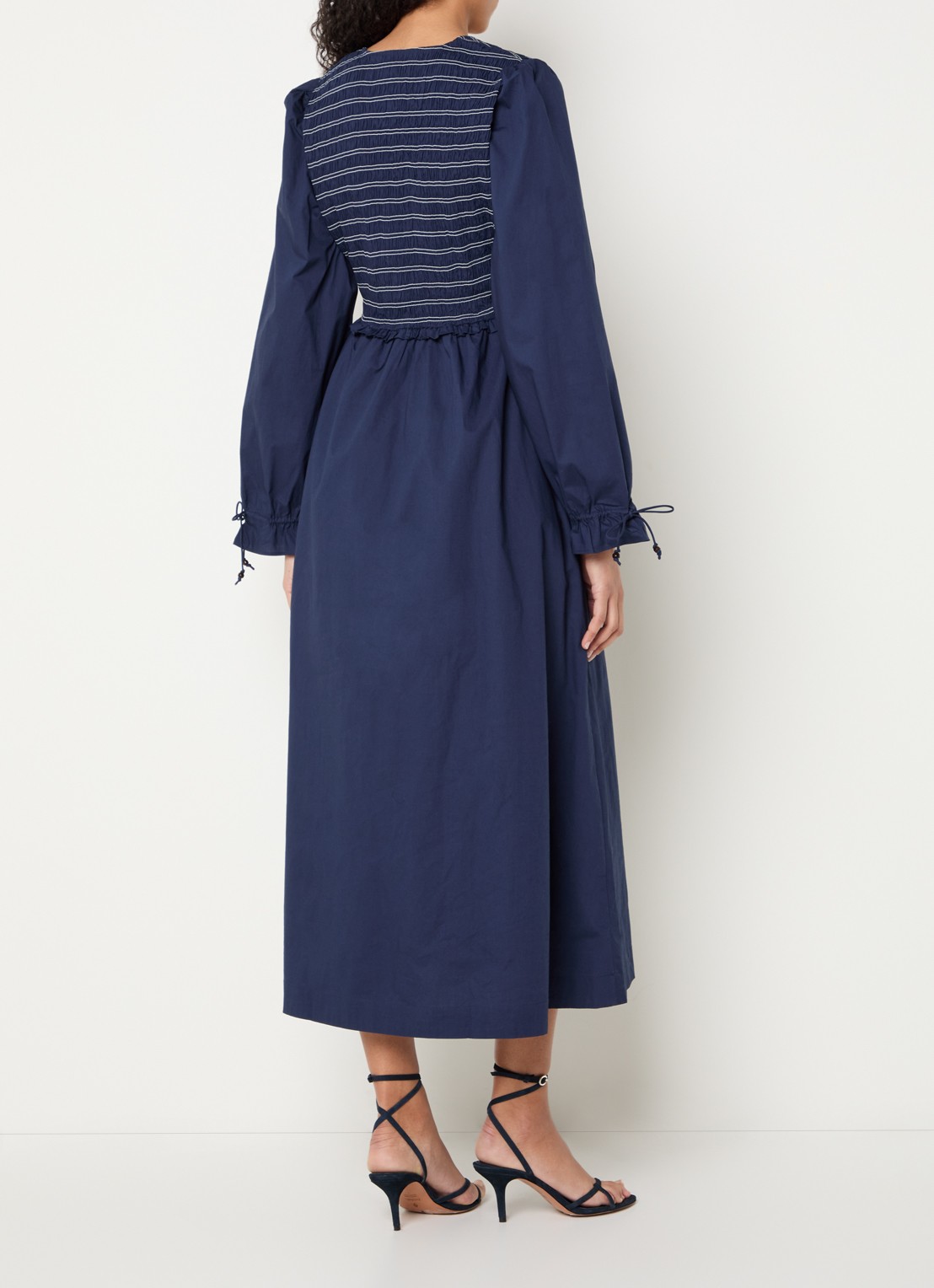 Fabienne Chapot Elouise midi tuniekjurk met V-hals - achterkant 2 donkerblauw