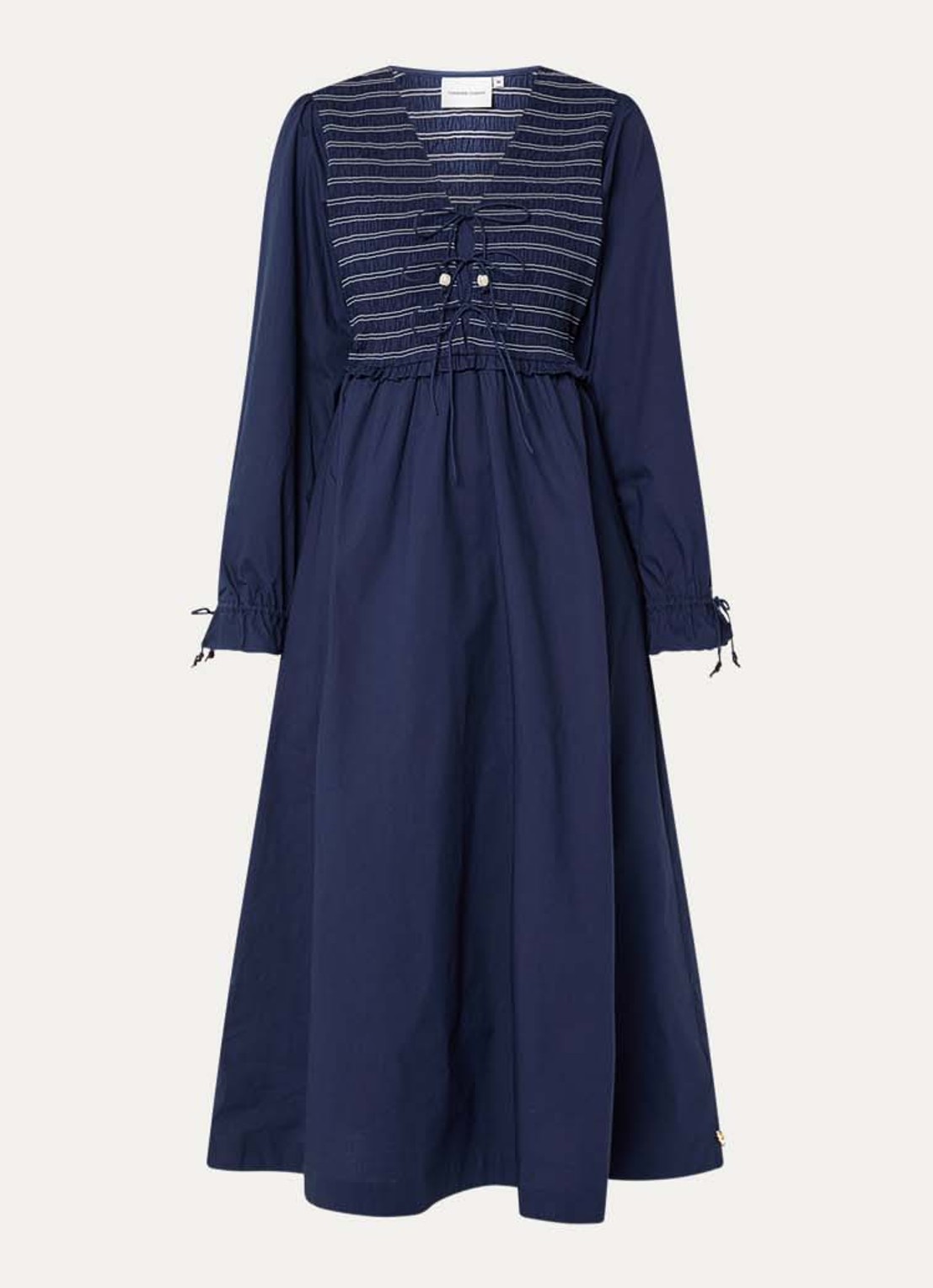 Fabienne Chapot Elouise midi tuniekjurk met V-hals - voorkant 3 donkerblauw