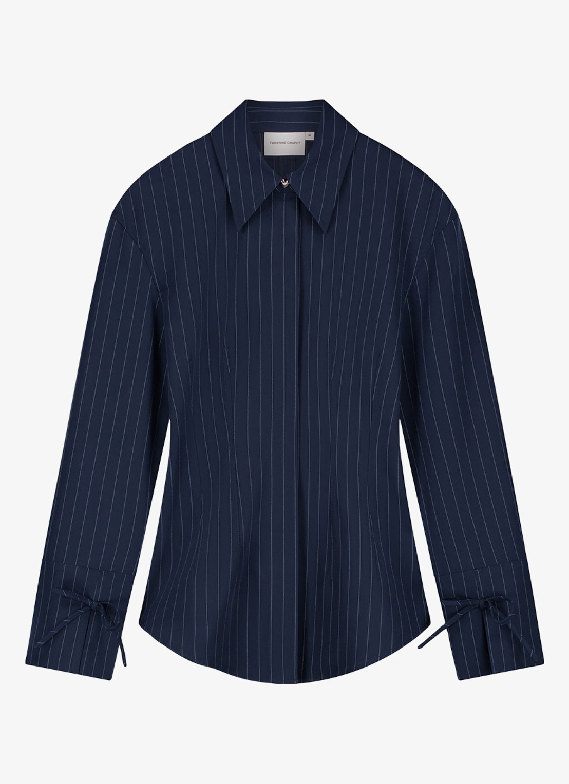 Fabienne Chapot Elvira blouse met krijtstreep - voorkant 3 donkerblauw