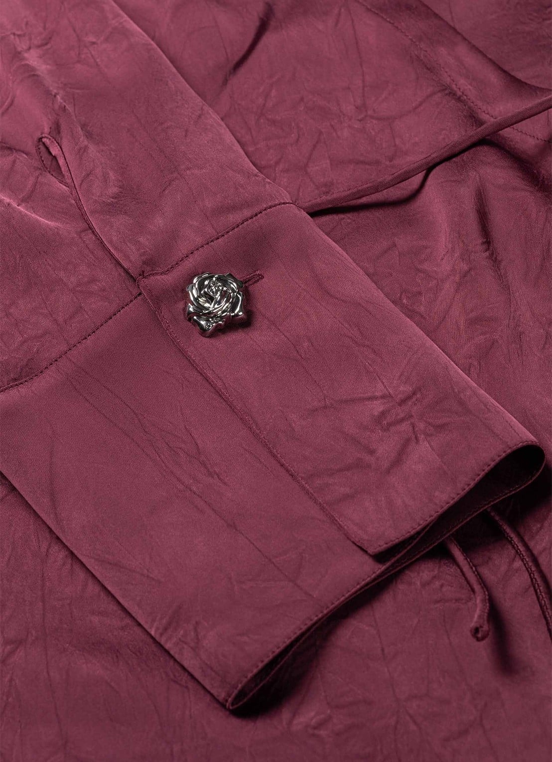 Fabienne Chapot Emma blouse van satijn met strikceintuur - detail 4 bordeauxrood