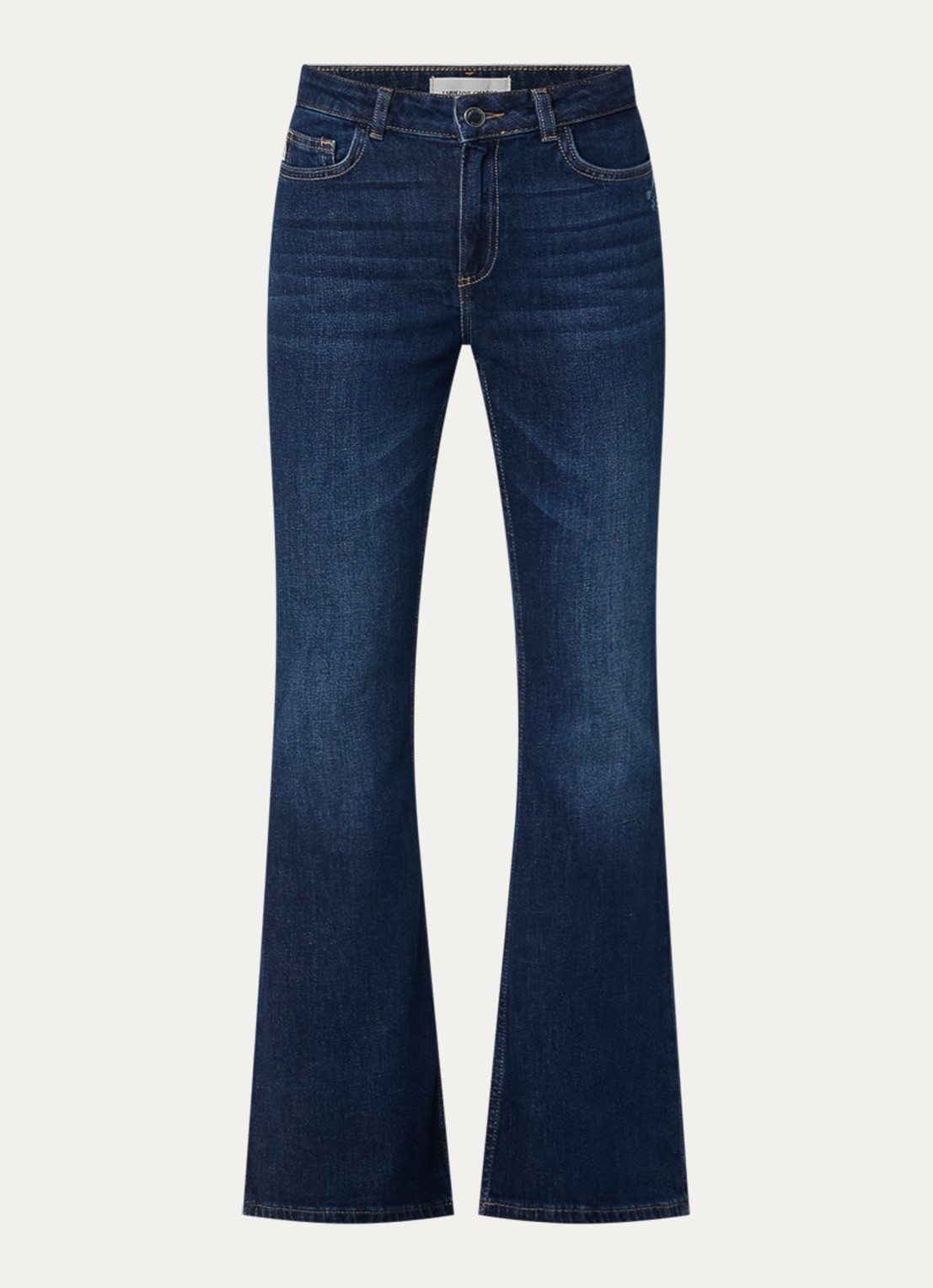 Fabienne Chapot Eva mid waist flared jeans met donkere wassing - voorkant indigo