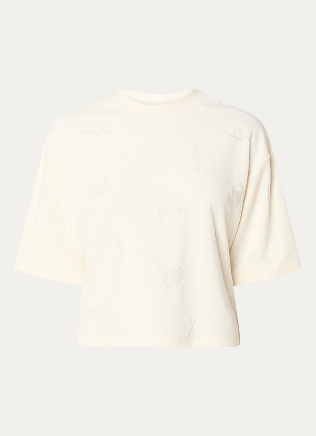 Fabienne Chapot Evy T-shirt van badstof met 3D print - voorkant 2 gebroken wit