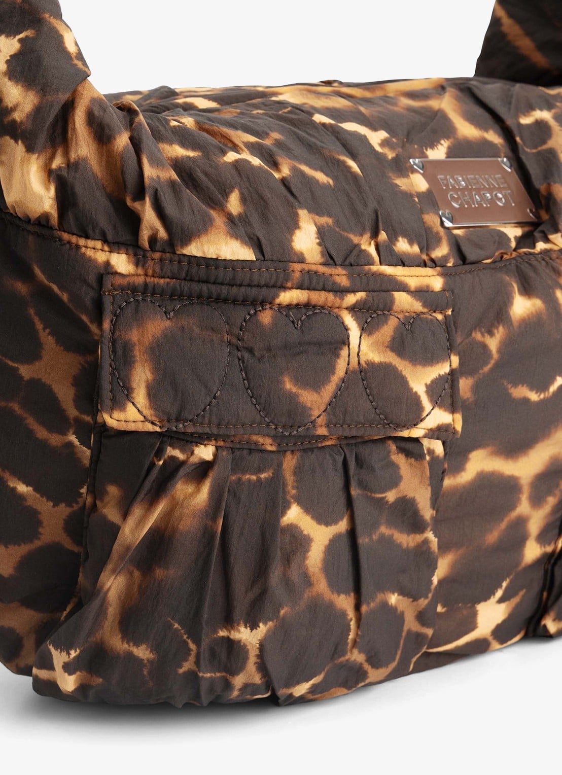 Fabienne Chapot Fabiana schoudertas met dierenprint - detail lichtbruin