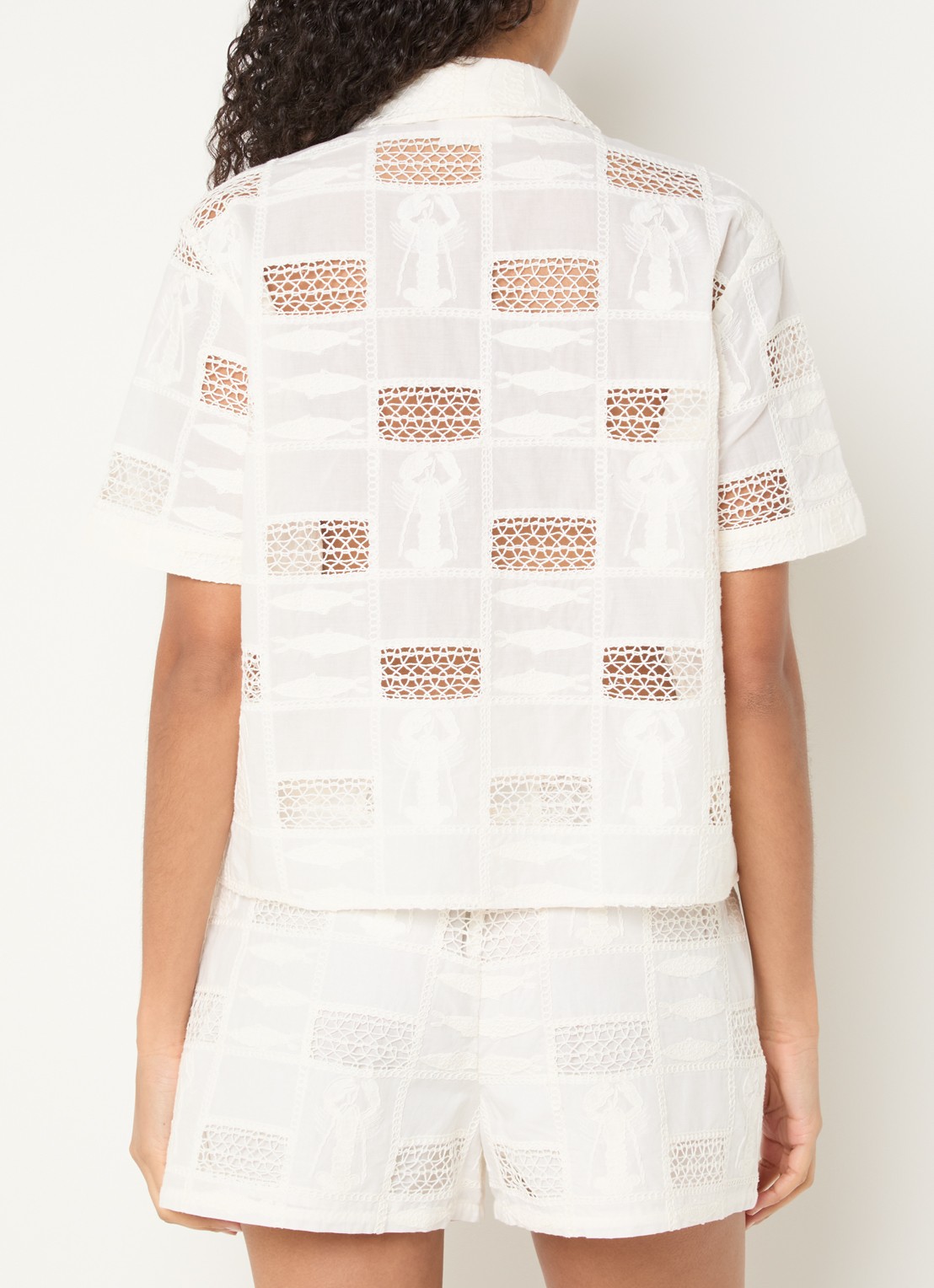 Fabienne Chapot Farida blouse met opengewerkt dessin - achterkant 3 gebroken wit