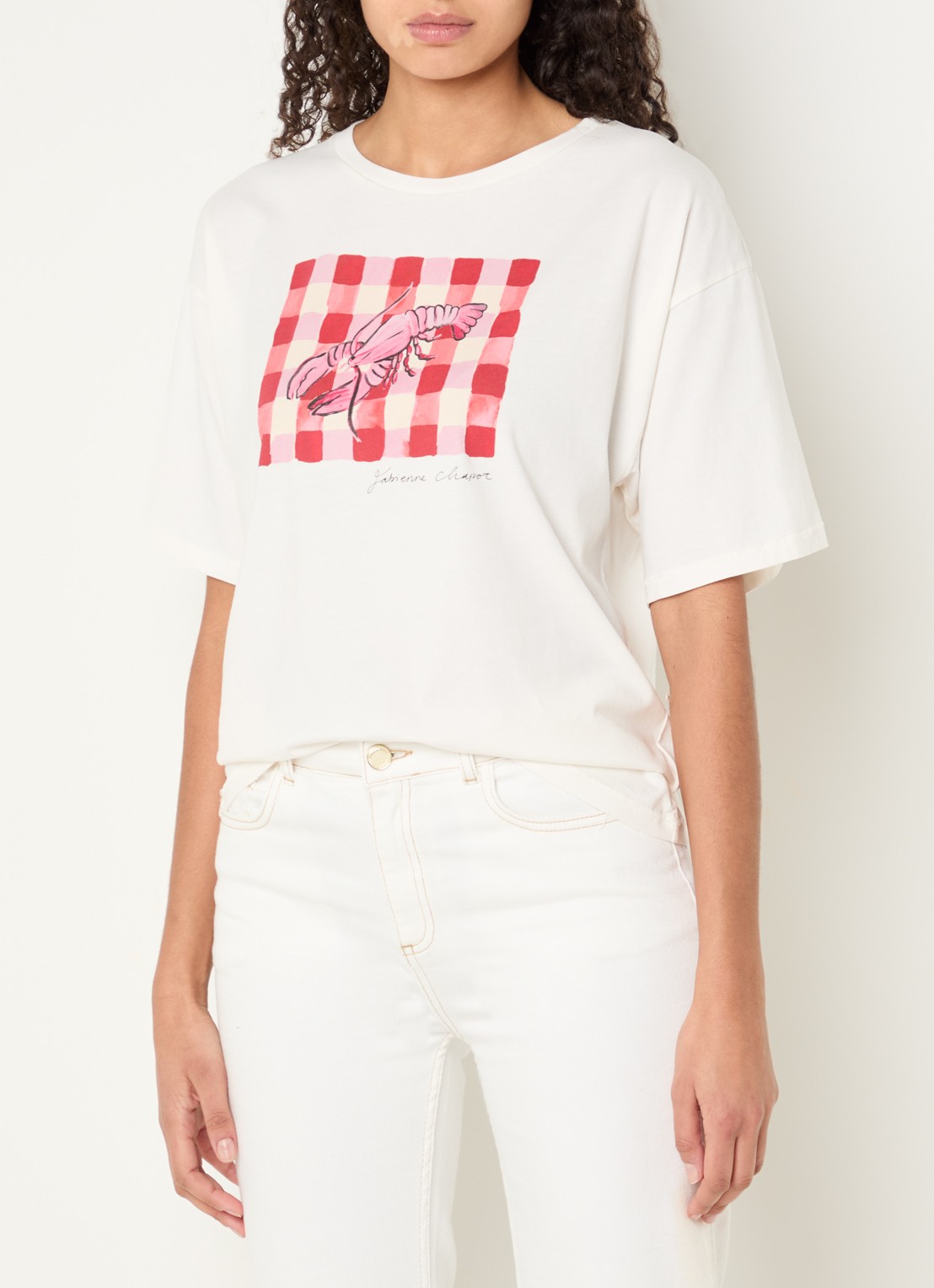 Fabienne Chapot Fay T-shirt met print - detail 2 gebroken wit