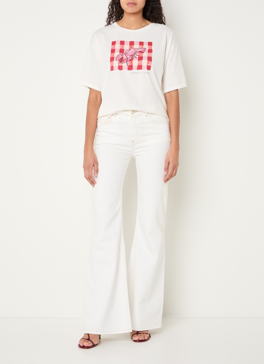 Fabienne Chapot Fay T-shirt met print - voorkant 4 gebroken wit
