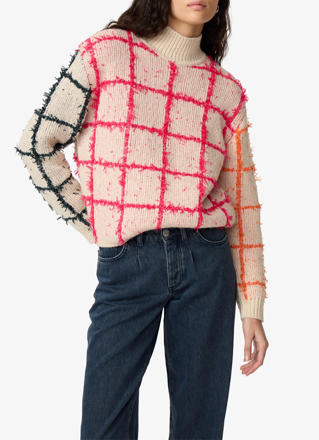 Fabienne Chapot Gaby ribgebreide pullover met print - detail 2 gebroken wit