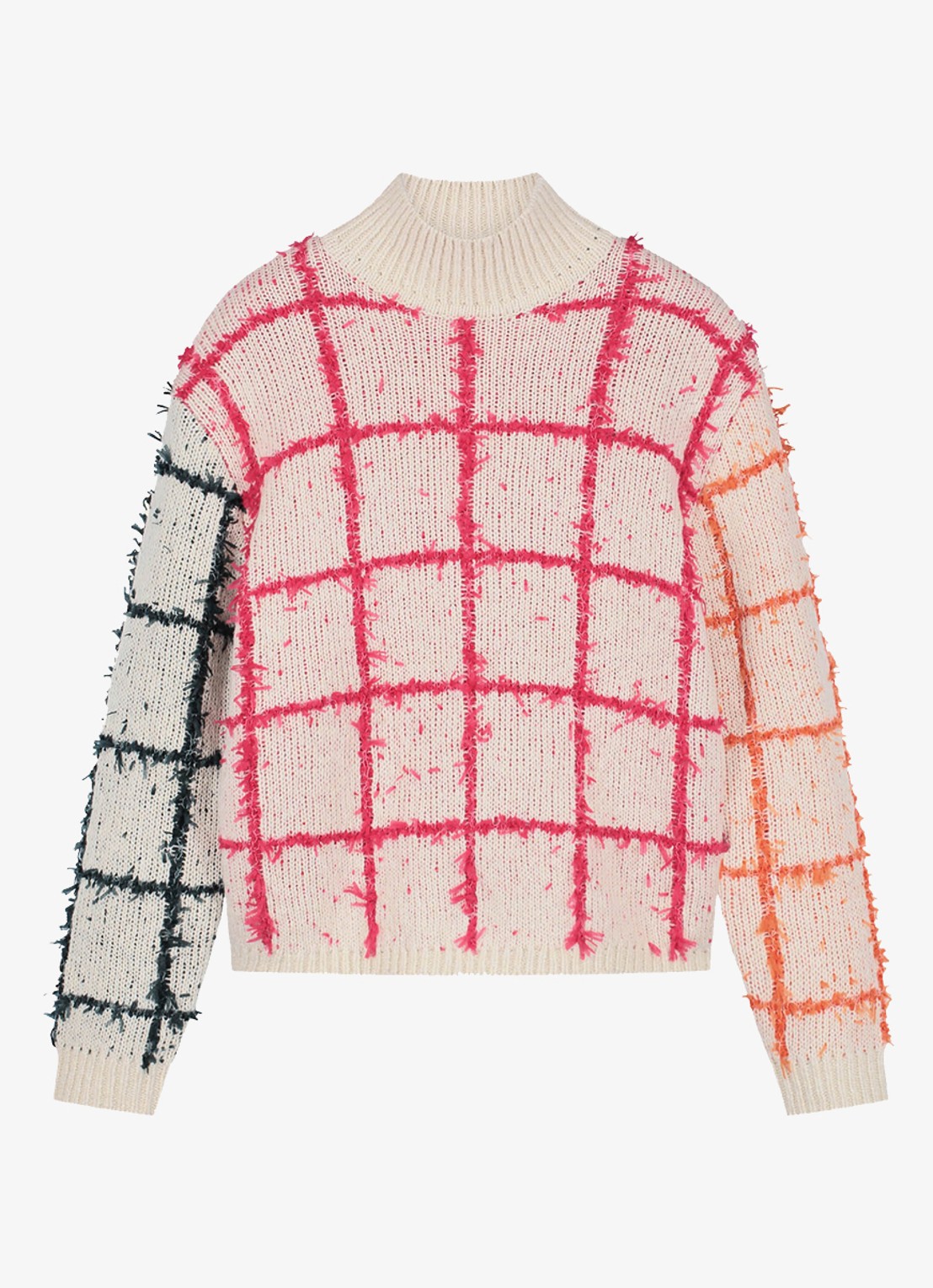 Fabienne Chapot Gaby ribgebreide pullover met print - voorkant 4 gebroken wit