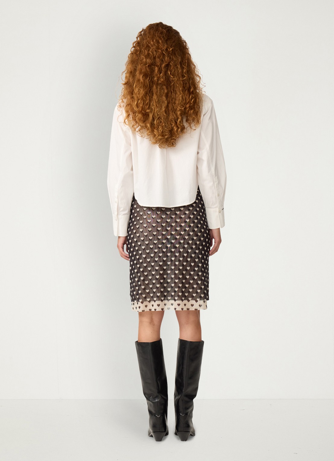 Fabienne Chapot Haidy cropped blouse met ruches en borduring - achterkant 3 wit