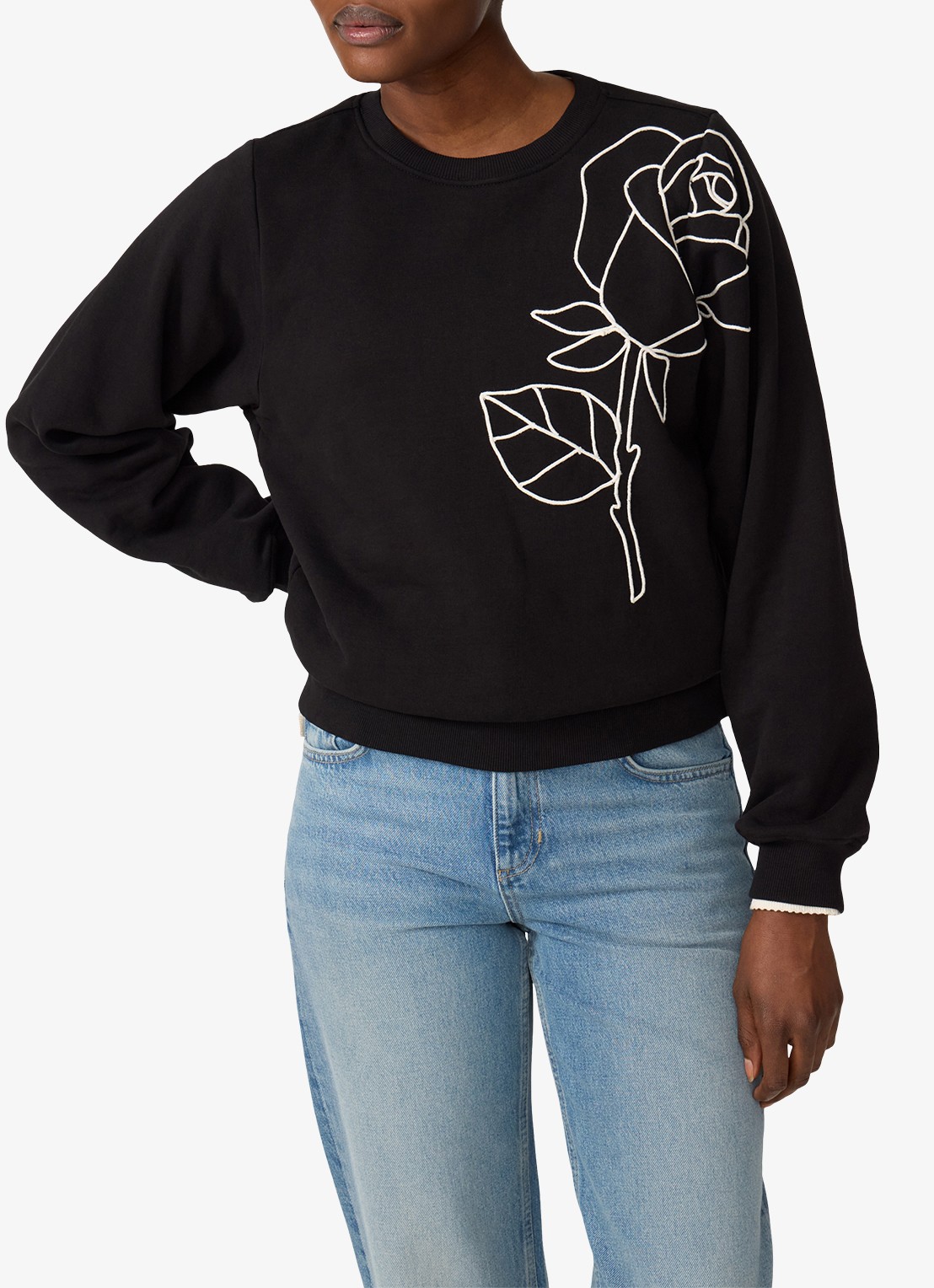 Fabienne Chapot Hazel SS sweater met bloemenprint - detail 2 zwart