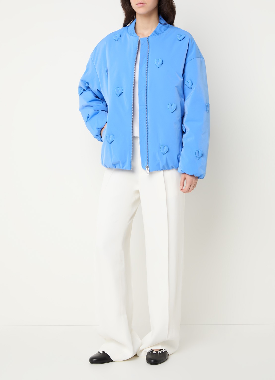 Fabienne Chapot Hearty gewatteerd bomberjack met steekzakken  - voorkant 3 blauw