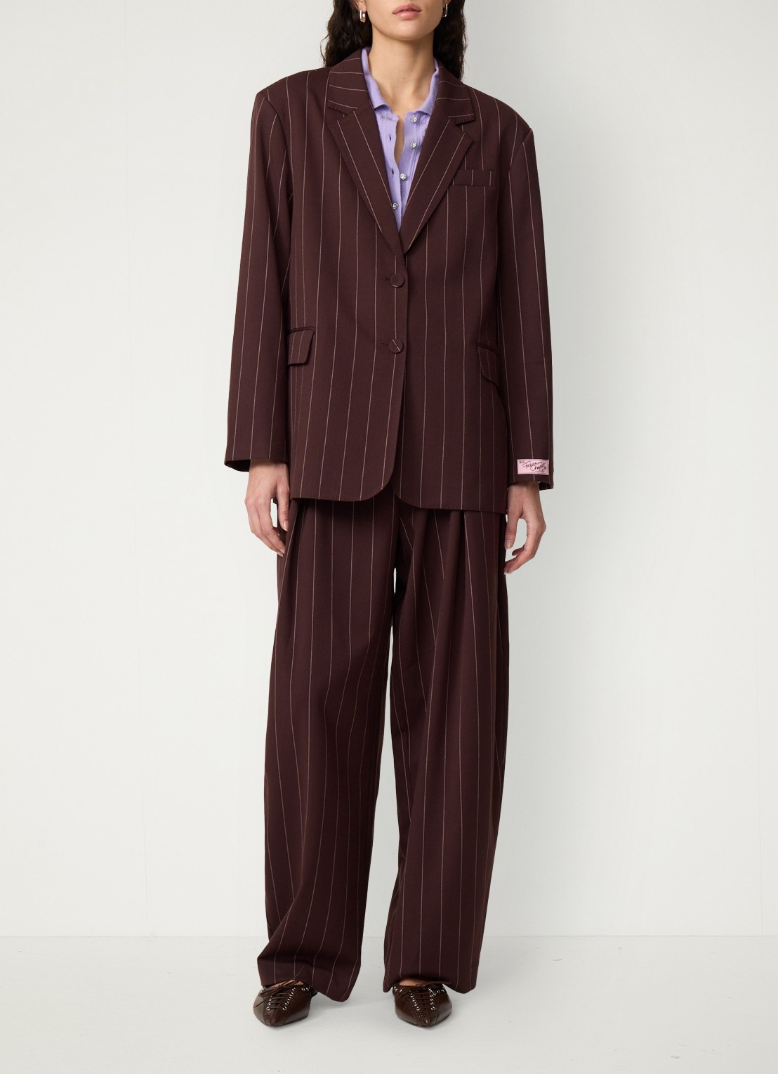 Fabienne Chapot Henry blazer met streepprint - voorkant 5 bruin