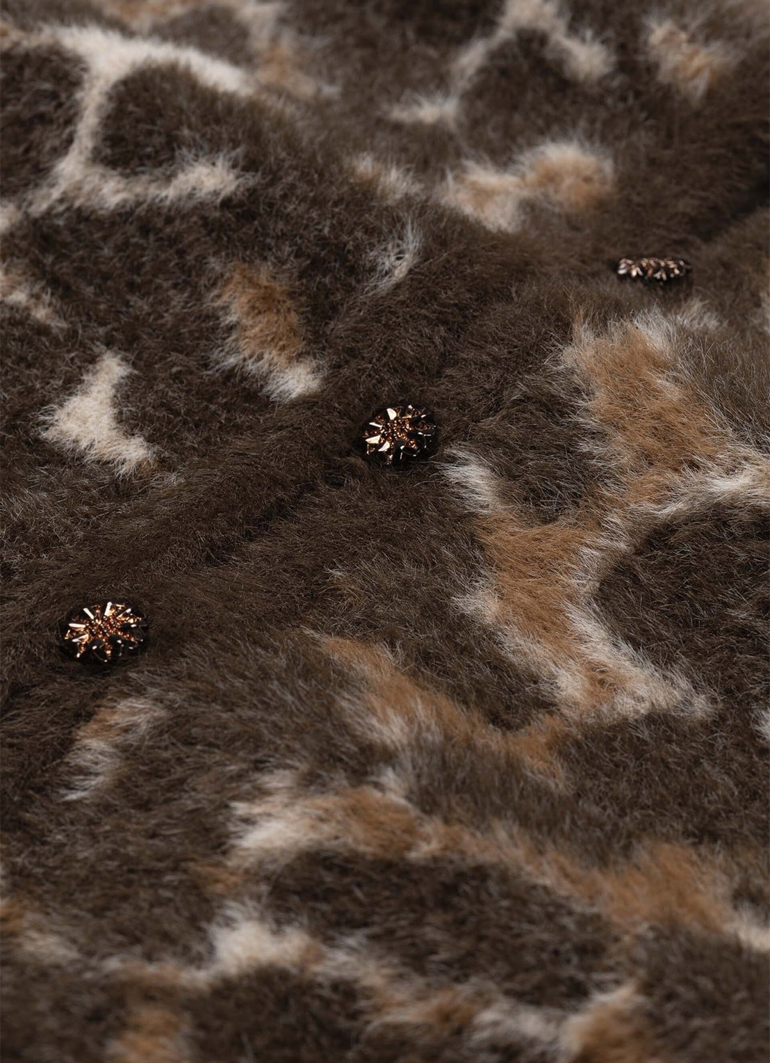 Fabienne Chapot Henry fijngebreid vest met dierenprint - detail 2 donkerbruin