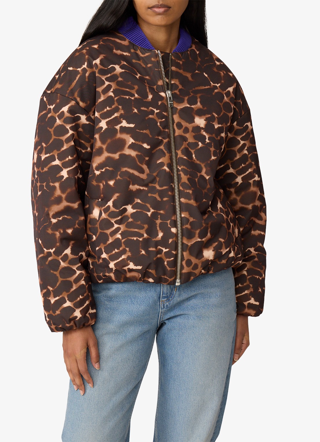 Fabienne Chapot Hermi bomberjack met panterprint - detail bruin