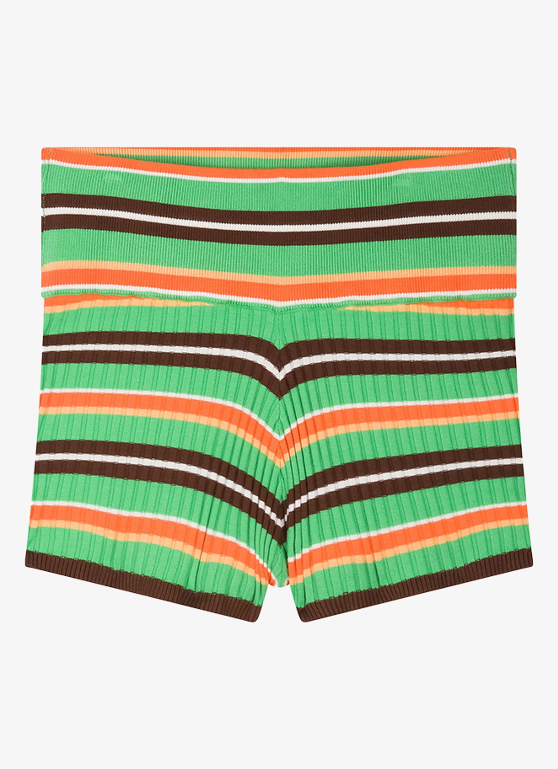 Fabienne Chapot High waist slim fit korte broek met streepprint - voorkant 3 groen