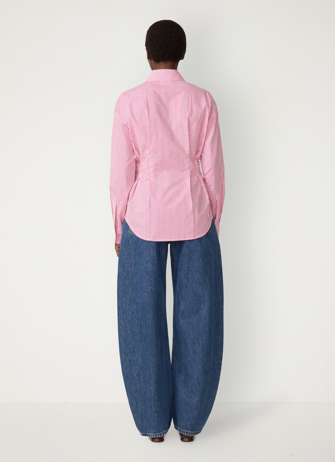 Fabienne Chapot Irina blouse met streepprint - achterkant 3 donkerroze