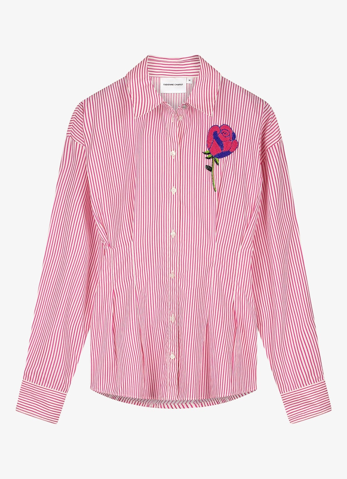 Fabienne Chapot Irina blouse met streepprint - voorkant 2 donkerroze