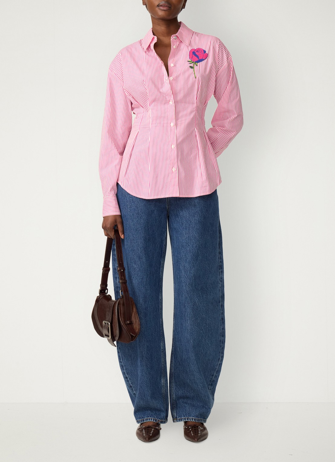 Fabienne Chapot Irina blouse met streepprint - voorkant 5 donkerroze