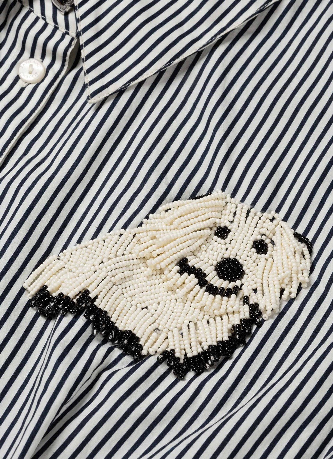 Fabienne Chapot Irina blouse van katoen met streepprint - detail 4 donkerblauw