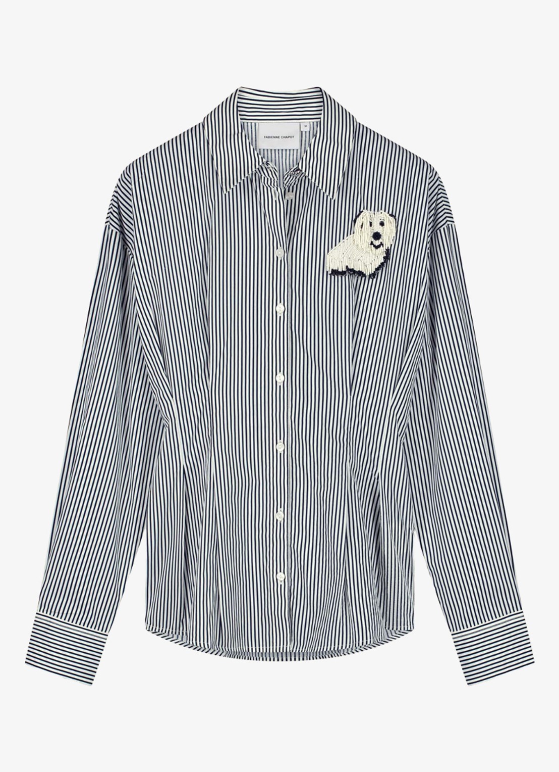 Fabienne Chapot Irina blouse van katoen met streepprint - voorkant donkerblauw