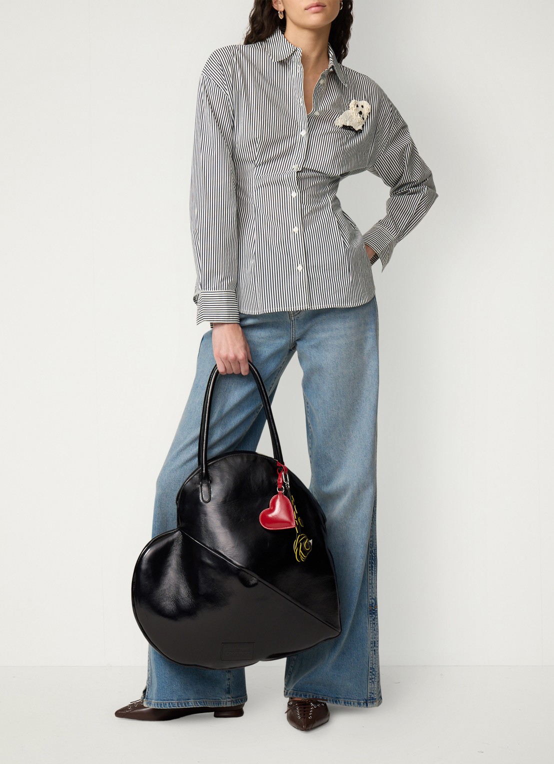 Fabienne Chapot Irina blouse van katoen met streepprint - voorkant 2 donkerblauw