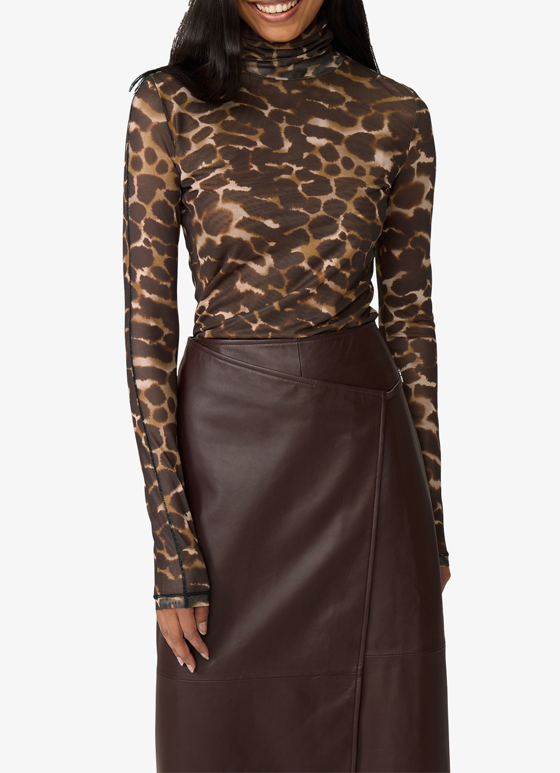 Fabienne Chapot Jadyn semi transparante top met dierenprint - detail 4 bruin