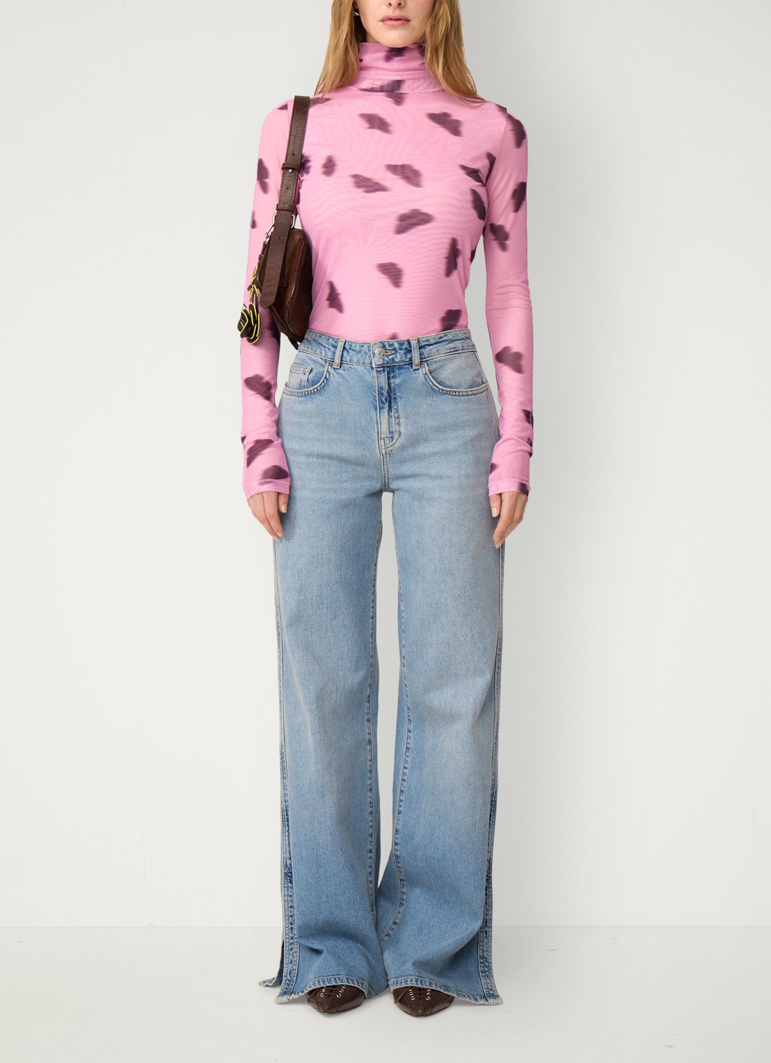 Fabienne Chapot Jadyn top van mesh met print - voorkant 4 roze