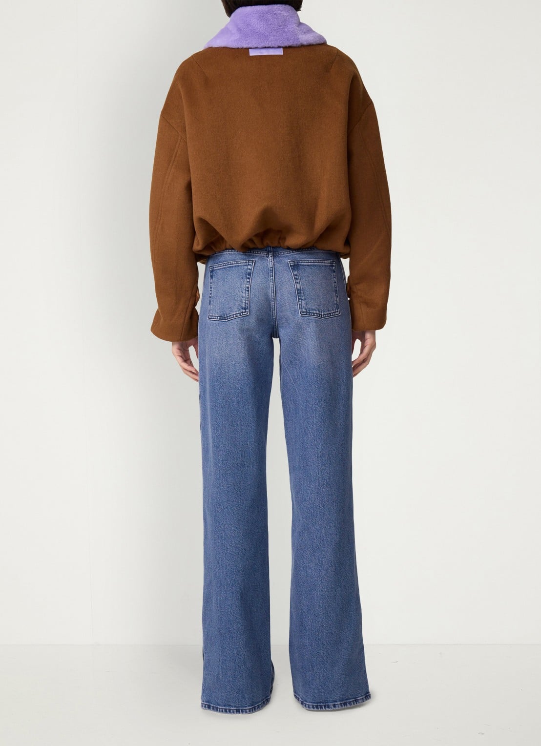 Fabienne Chapot Jael bomberjack in wolblend met colour blocking - achterkant bruin