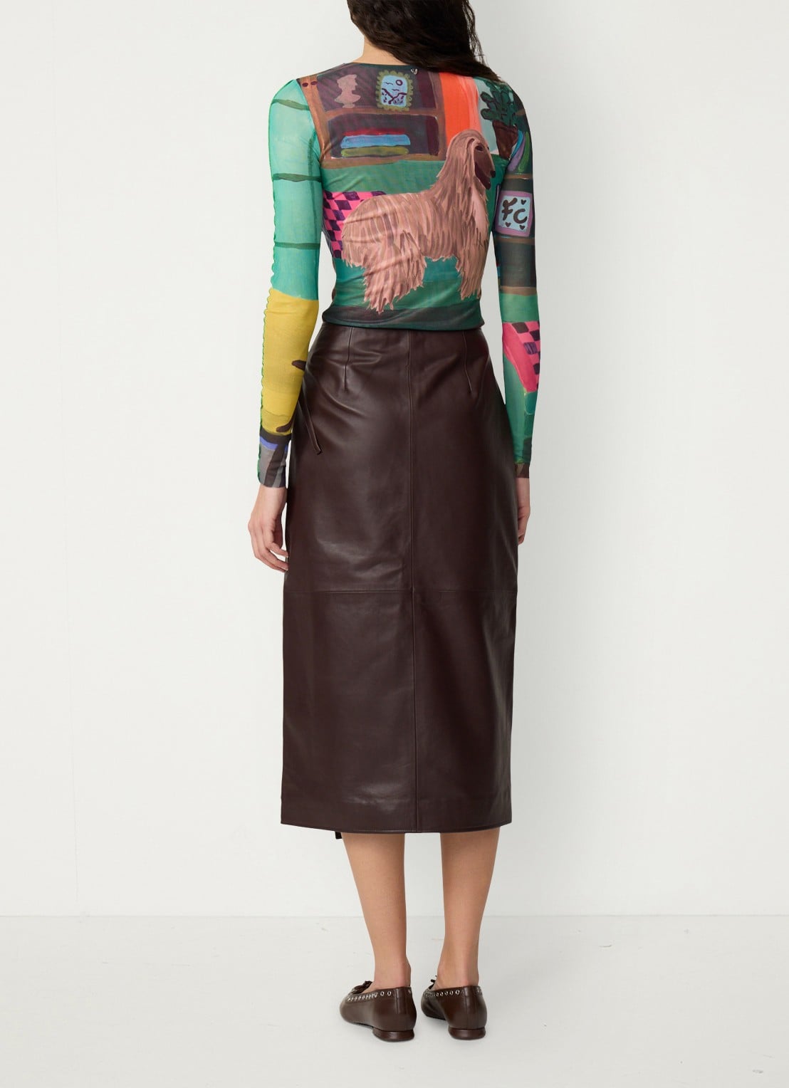 Fabienne Chapot Jara top van mesh met print - achterkant groen