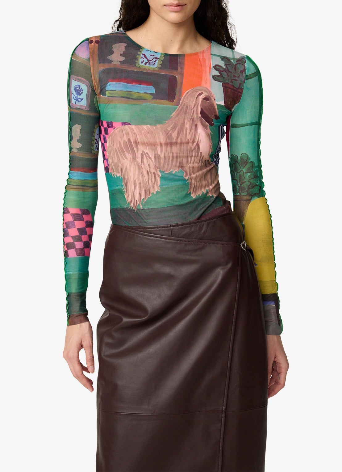 Fabienne Chapot Jara top van mesh met print - detail 2 groen