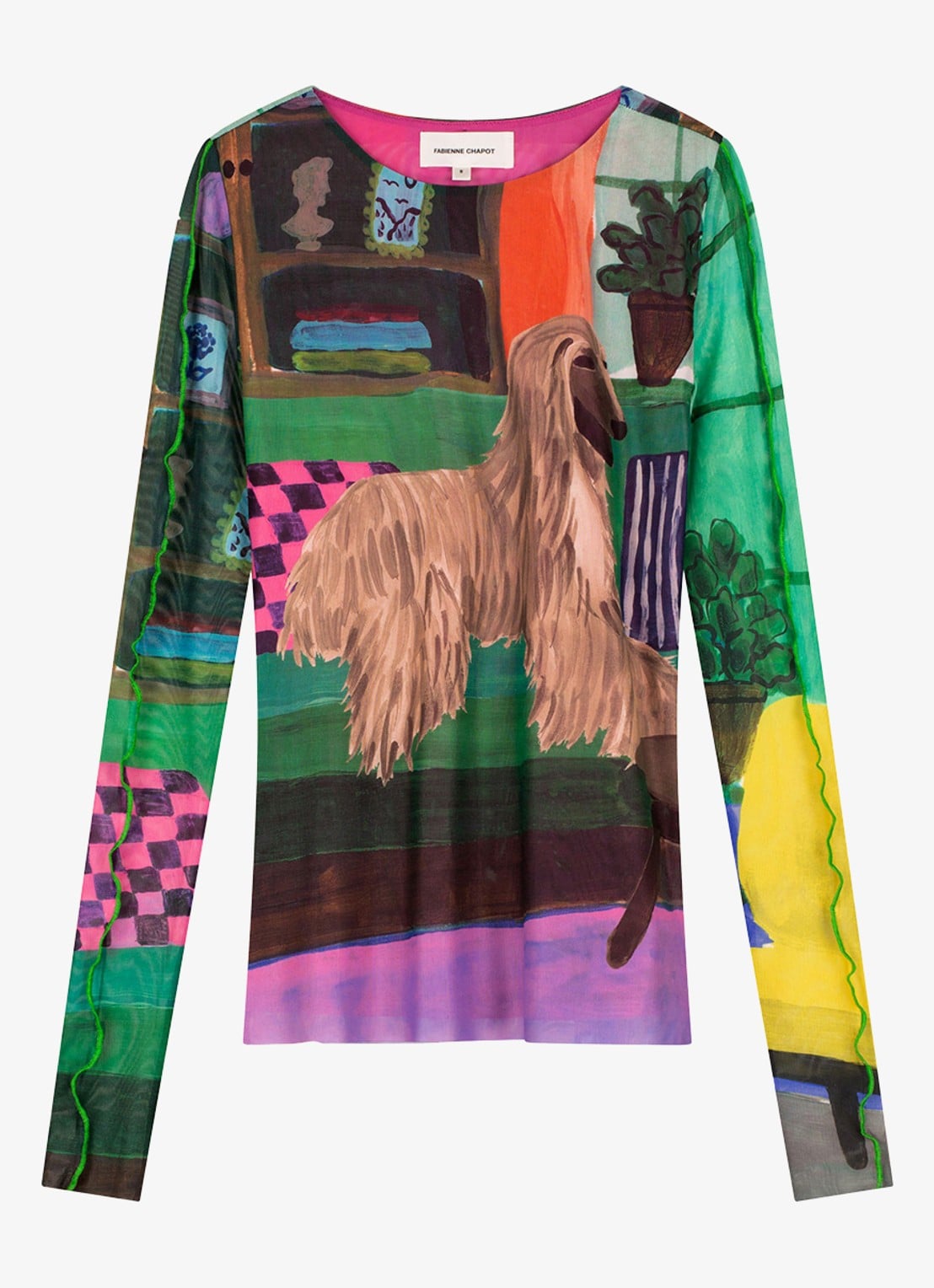 Fabienne Chapot Jara top van mesh met print - voorkant 4 groen