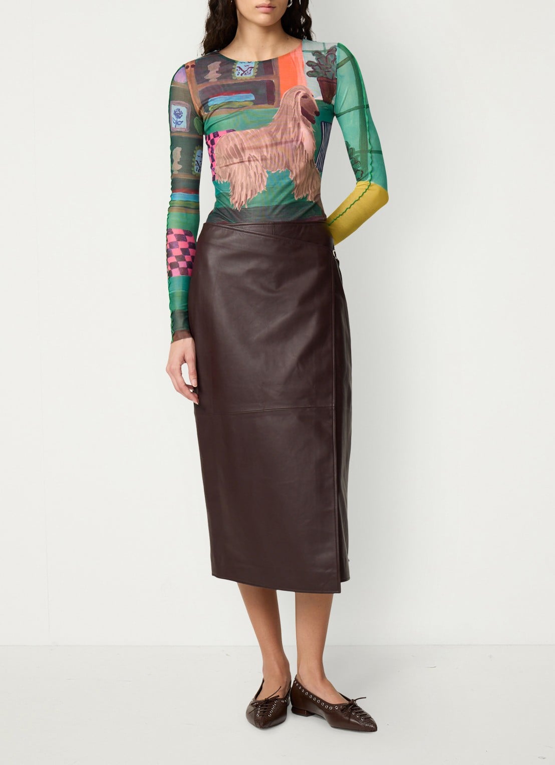 Fabienne Chapot Jara top van mesh met print - voorkant 5 groen
