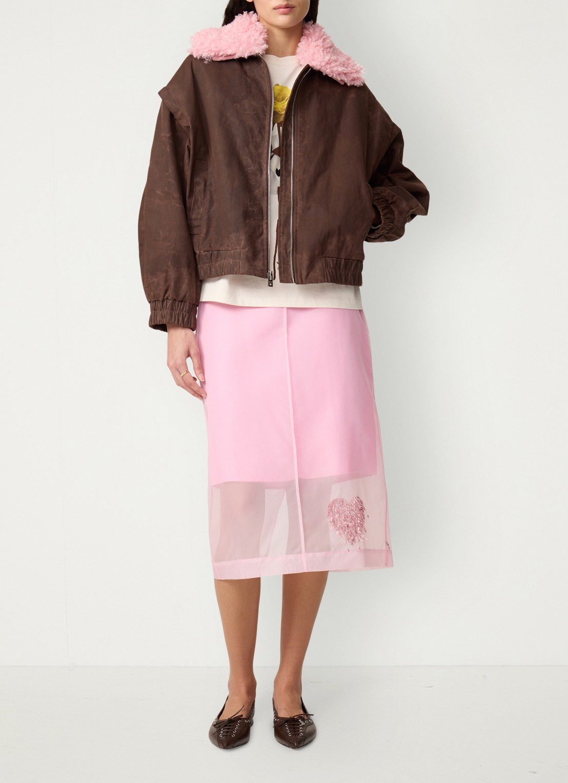 Fabienne Chapot Jay bomberjack met colour blocking - voorkant 5 bruin