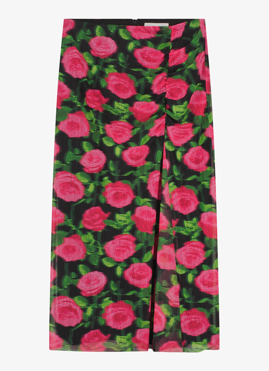 Fabienne Chapot Jessy midi rok met bloemenprint - voorkant 4 fuchsia