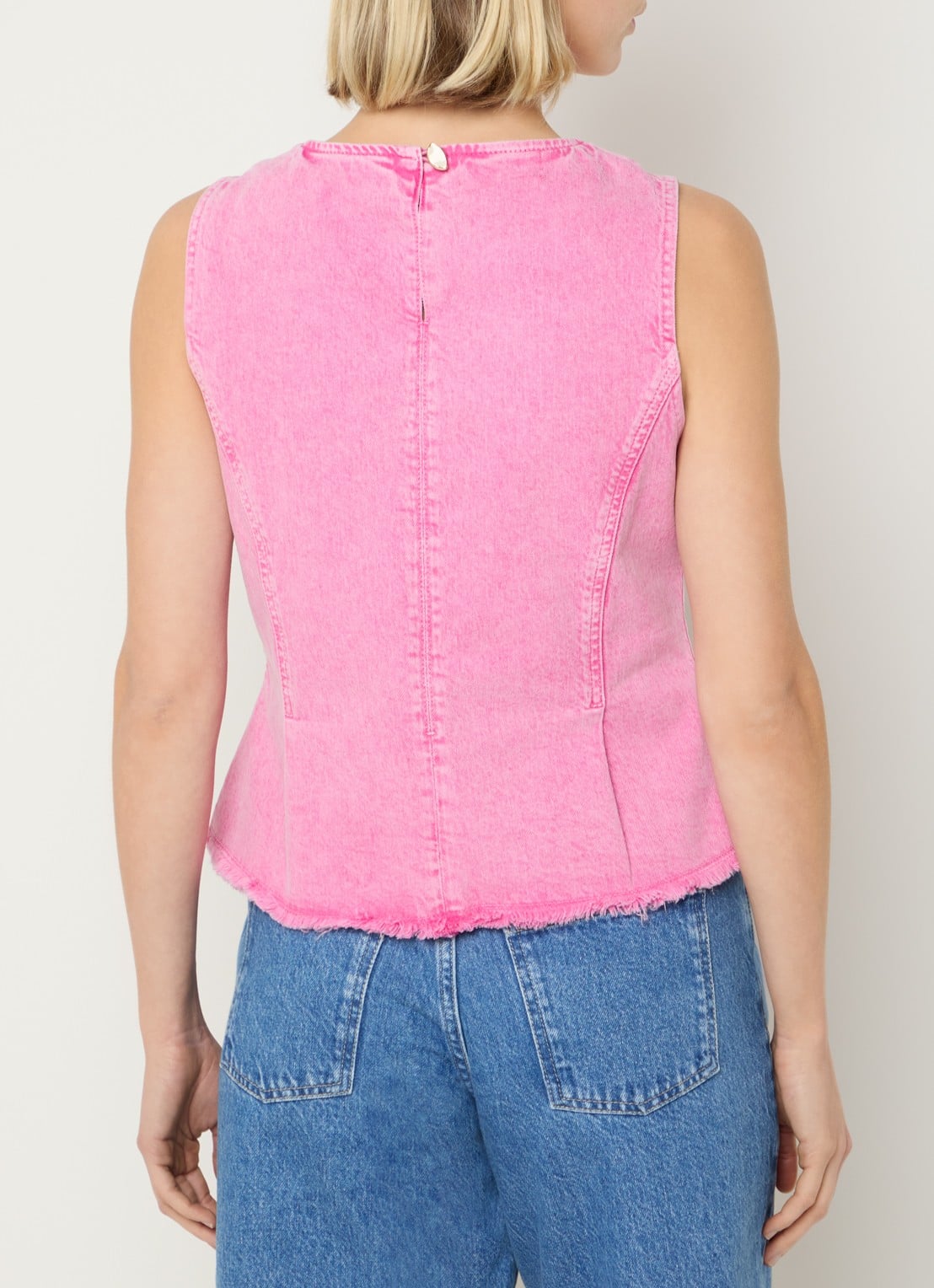 Fabienne Chapot Jojo top van denim met gekleurde wassing - achterkant 3 roze