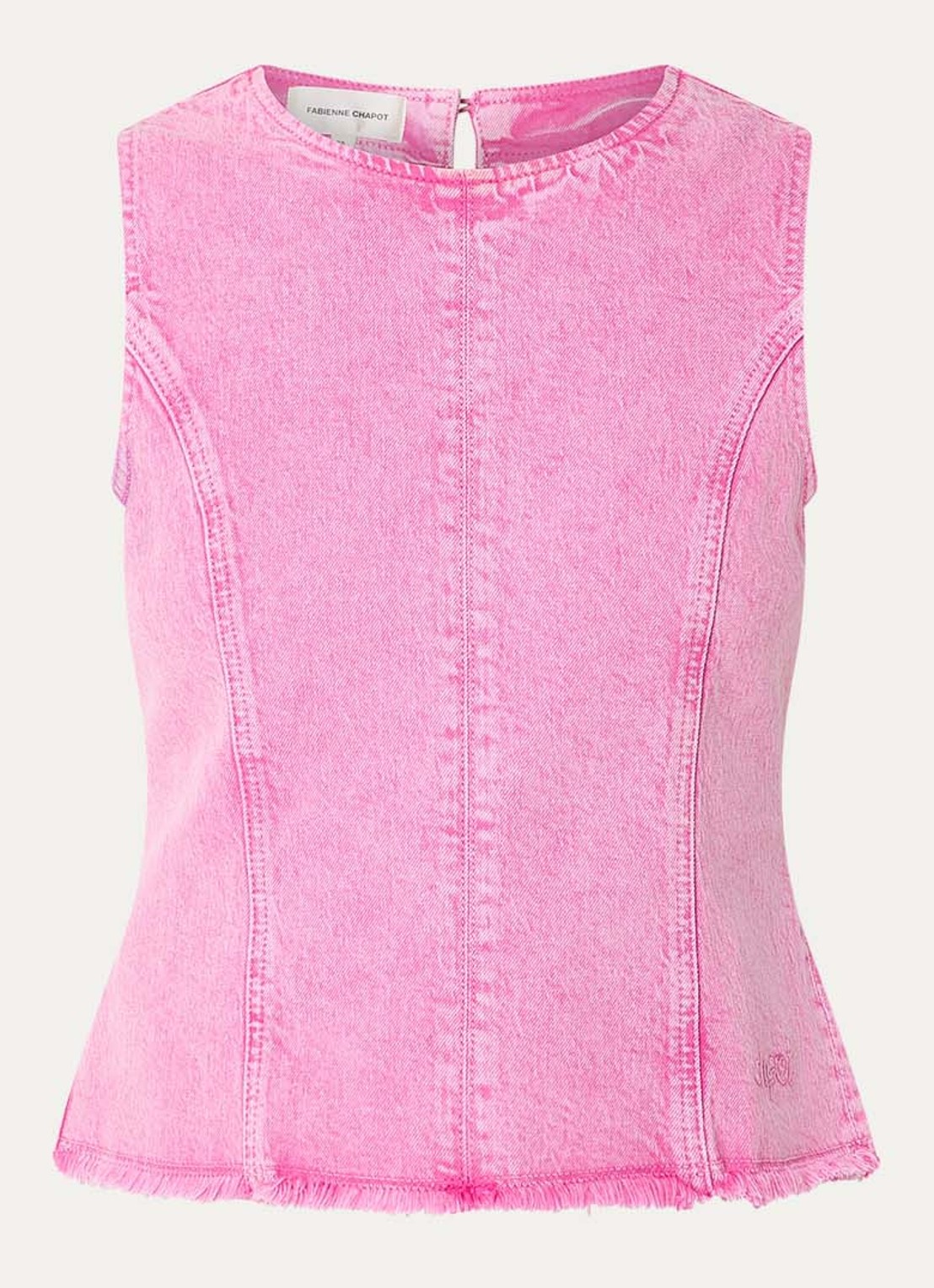 Fabienne Chapot Jojo top van denim met gekleurde wassing - voorkant roze