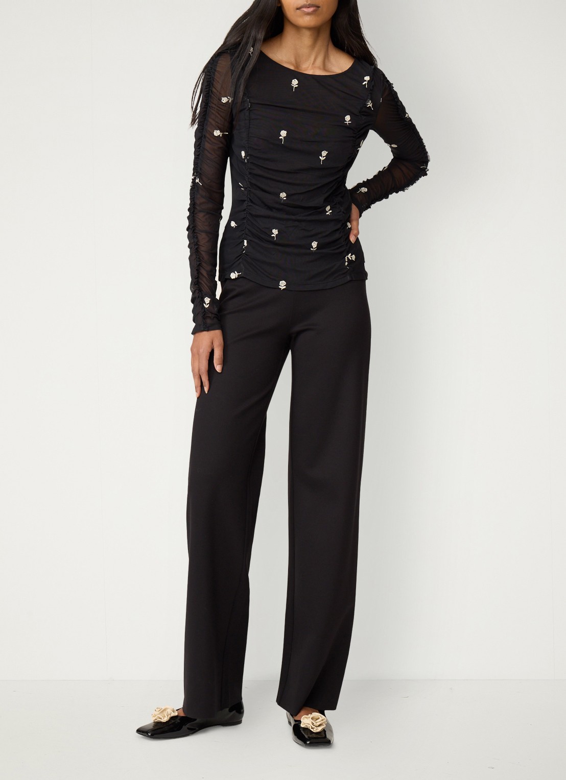 Fabienne Chapot June high waist straight leg pantalon - voorkant 3 zwart