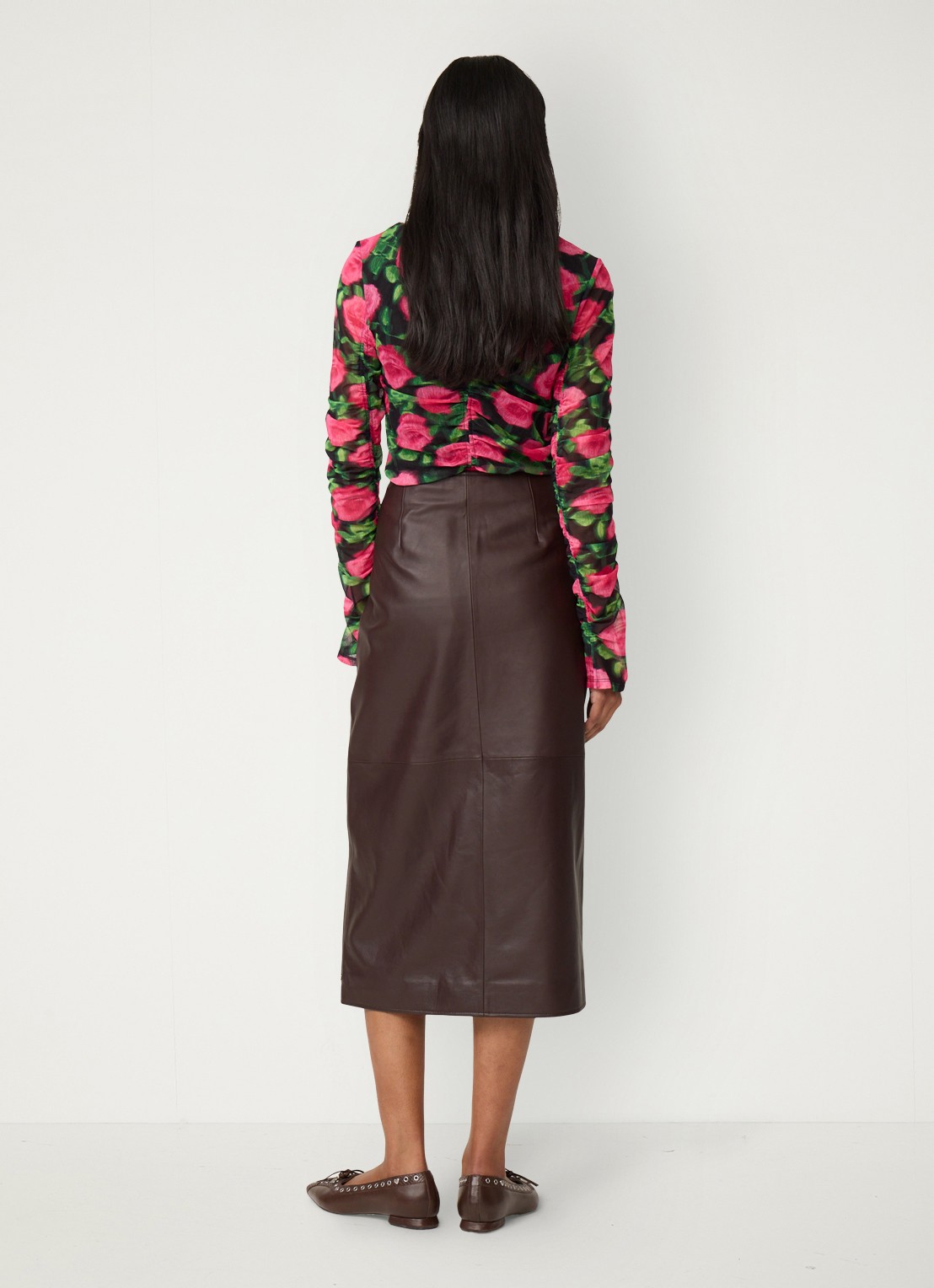 Fabienne Chapot Karlis top met print en plooidetail - achterkant 5 fuchsia