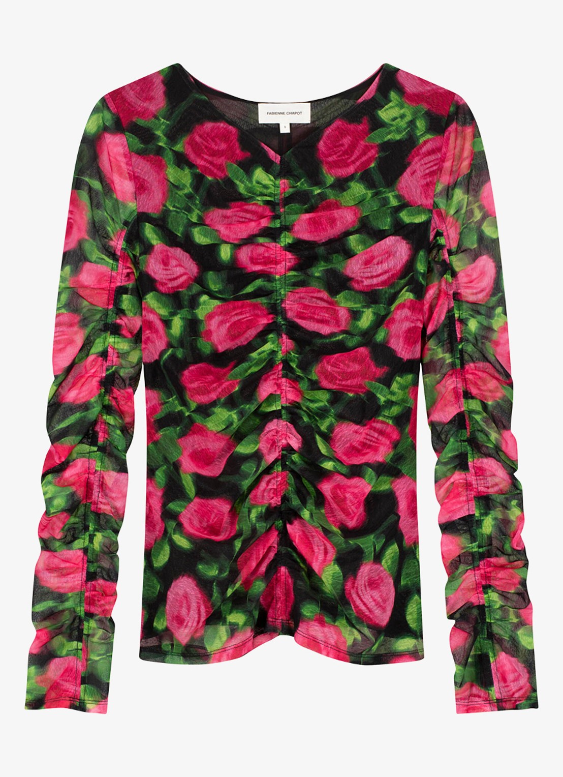 Fabienne Chapot Karlis top met print en plooidetail - voorkant 3 fuchsia