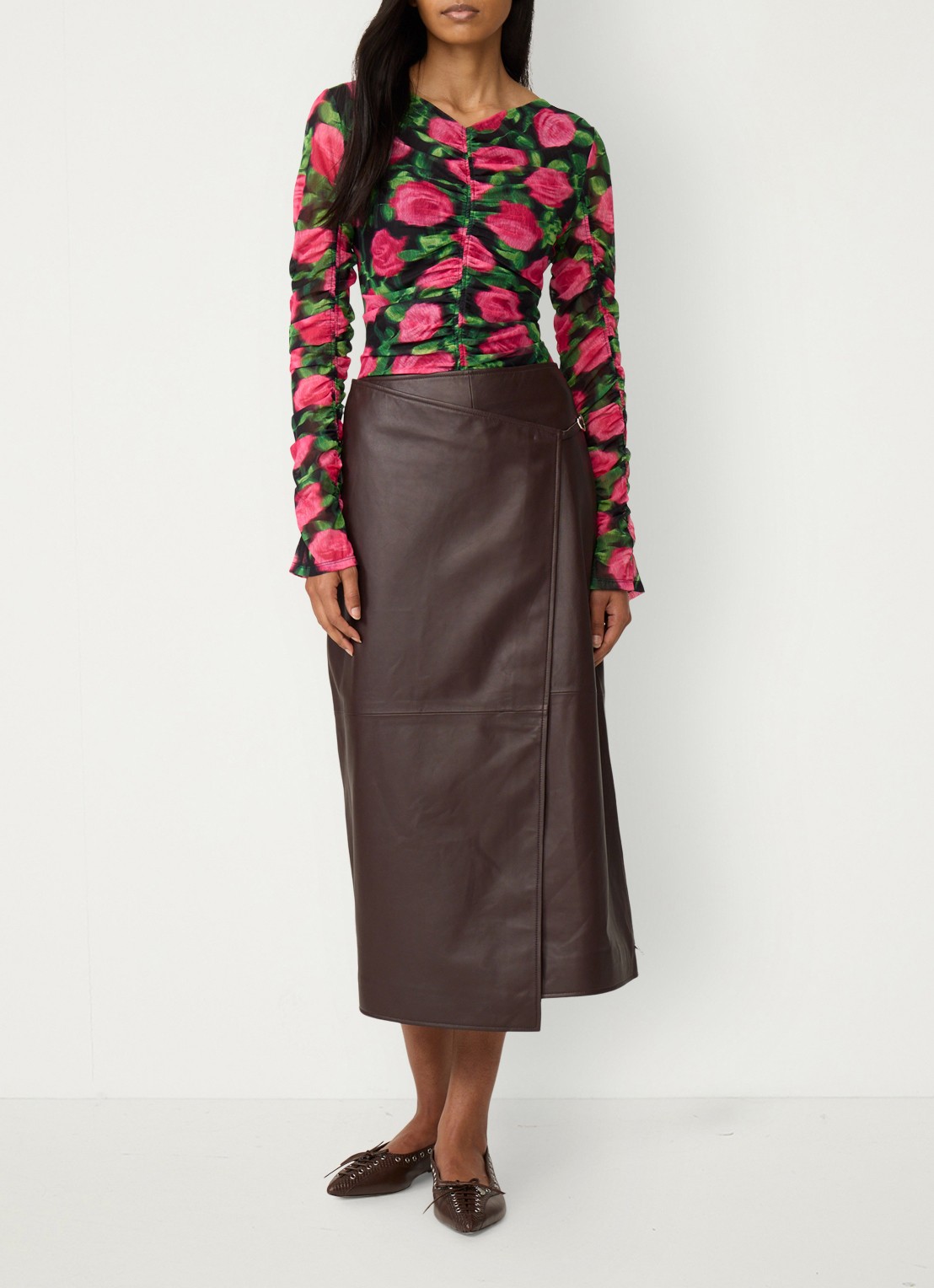 Fabienne Chapot Karlis top met print en plooidetail - voorkant 4 fuchsia