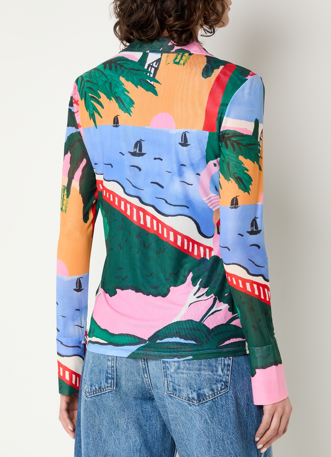 Fabienne Chapot Kevis blouse van mesh met print - achterkant 4 blauw