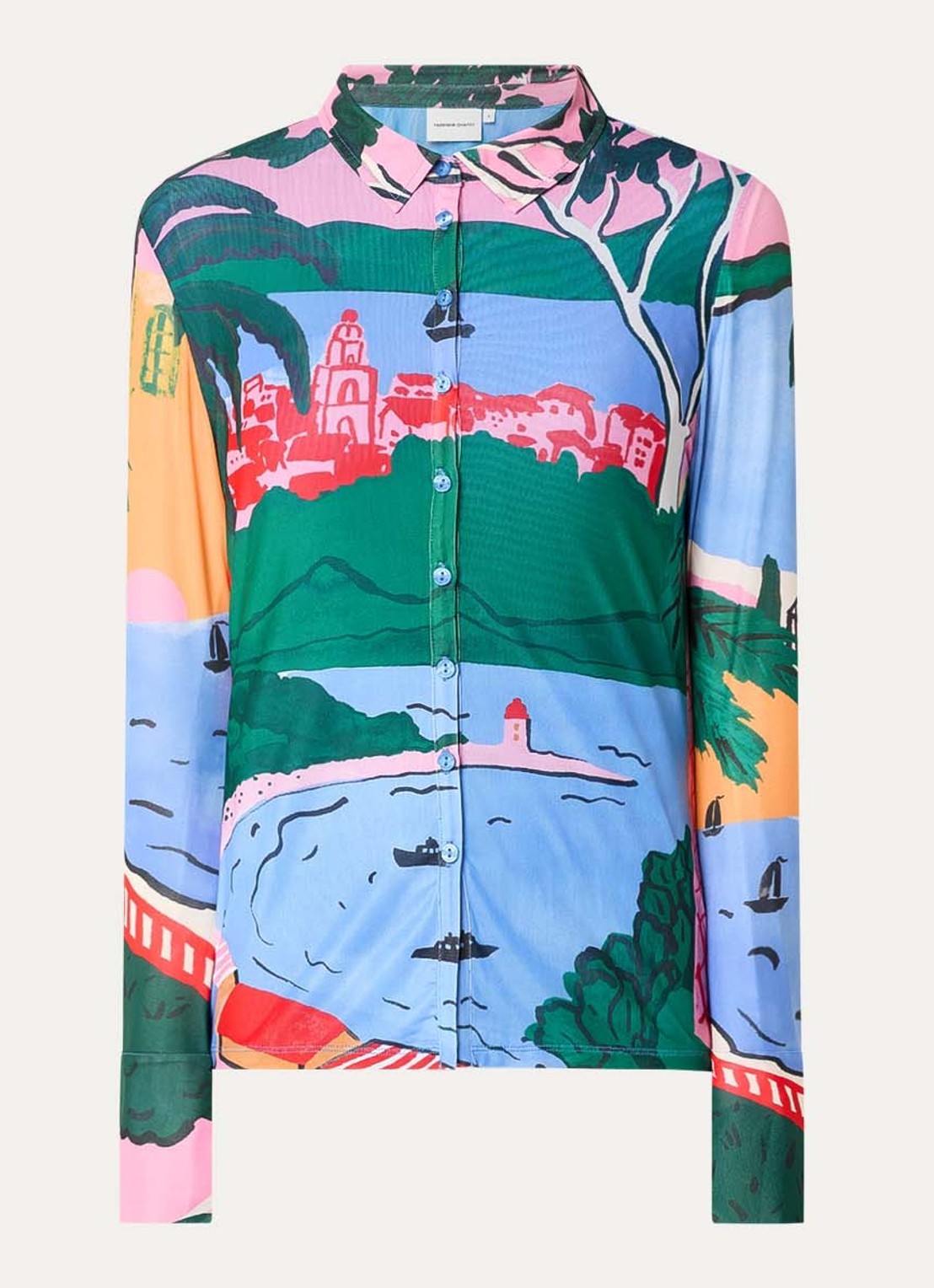 Fabienne Chapot Kevis blouse van mesh met print - voorkant blauw