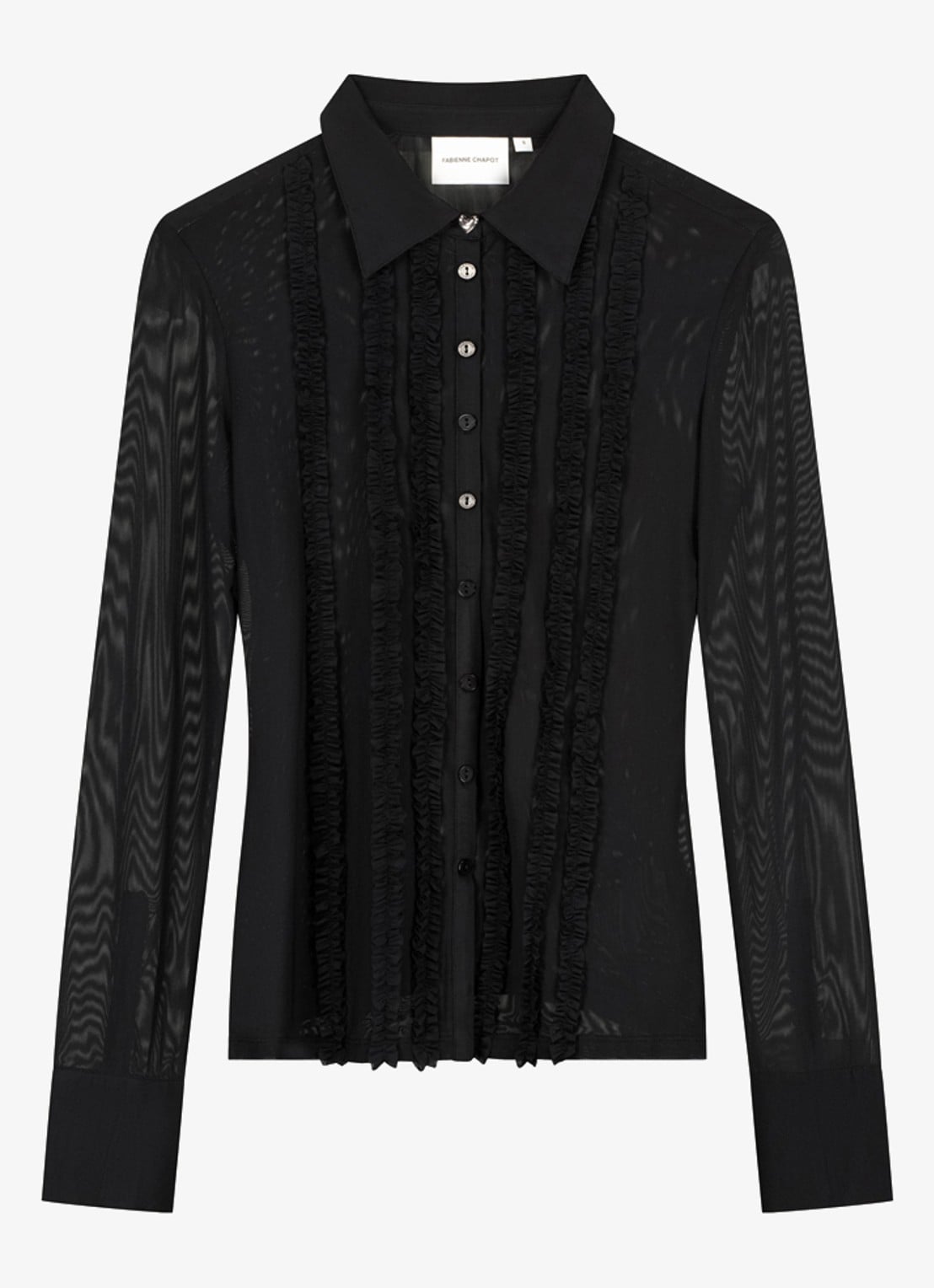 Fabienne Chapot Kiki semi-transparante blouse van mesh - voorkant zwart