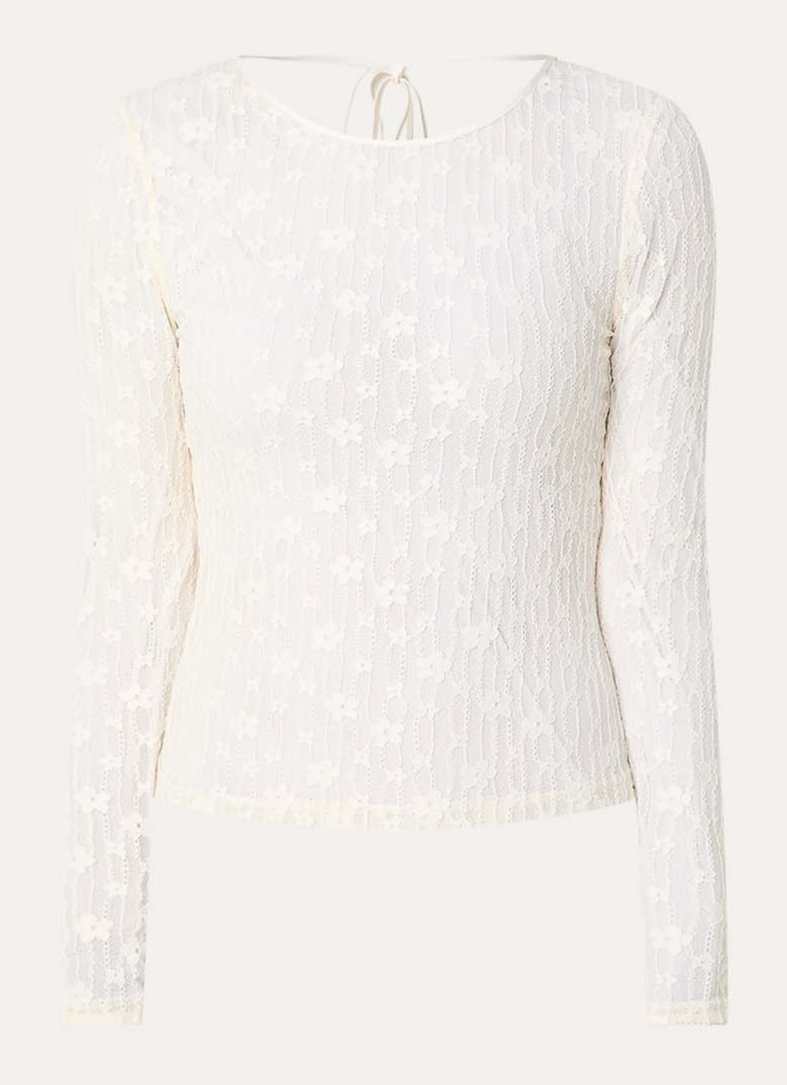 Fabienne Chapot Lacey semi-transparante top van kant met rugdecolleté - voorkant 2 gebroken wit