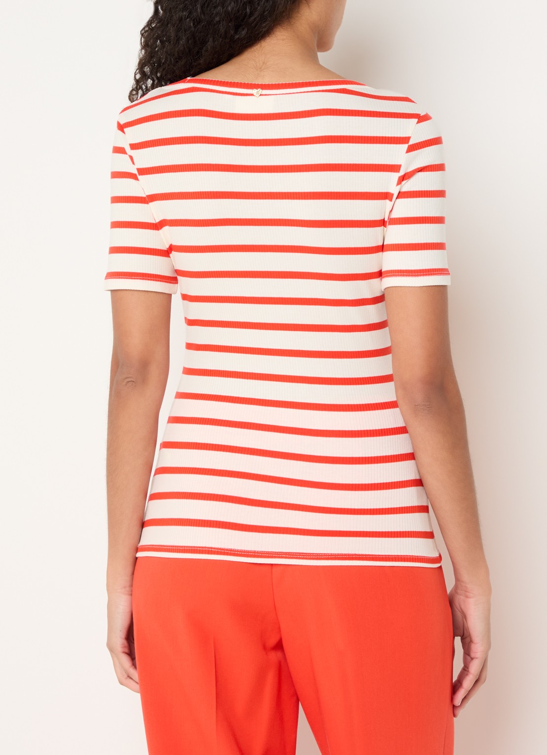 Fabienne Chapot Lena T-shirt met streepprint - achterkant 4 rood