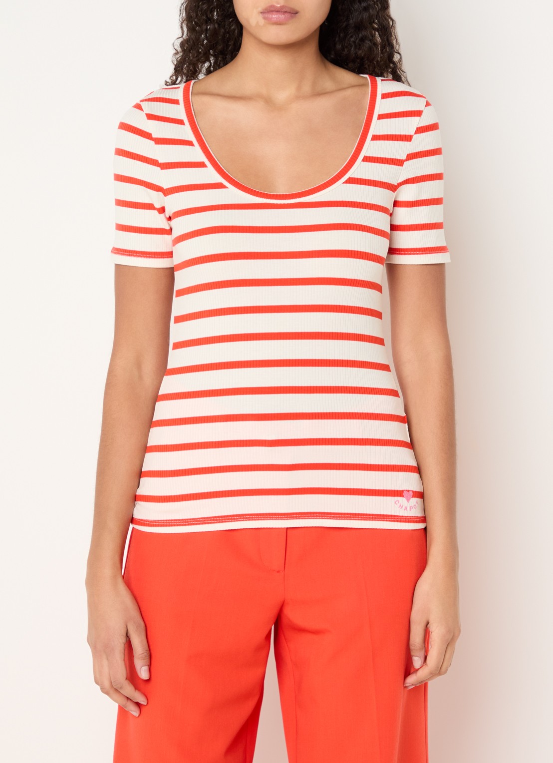 Fabienne Chapot Lena T-shirt met streepprint - detail rood