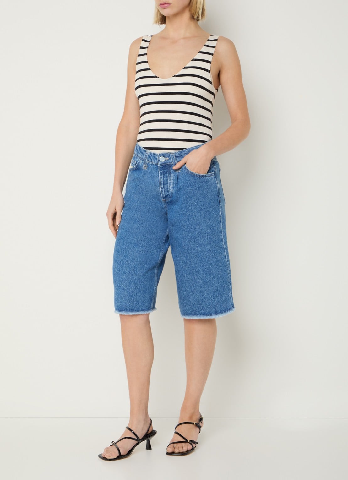 Fabienne Chapot Lena tanktop met streepprint - voorkant 2 gebroken wit