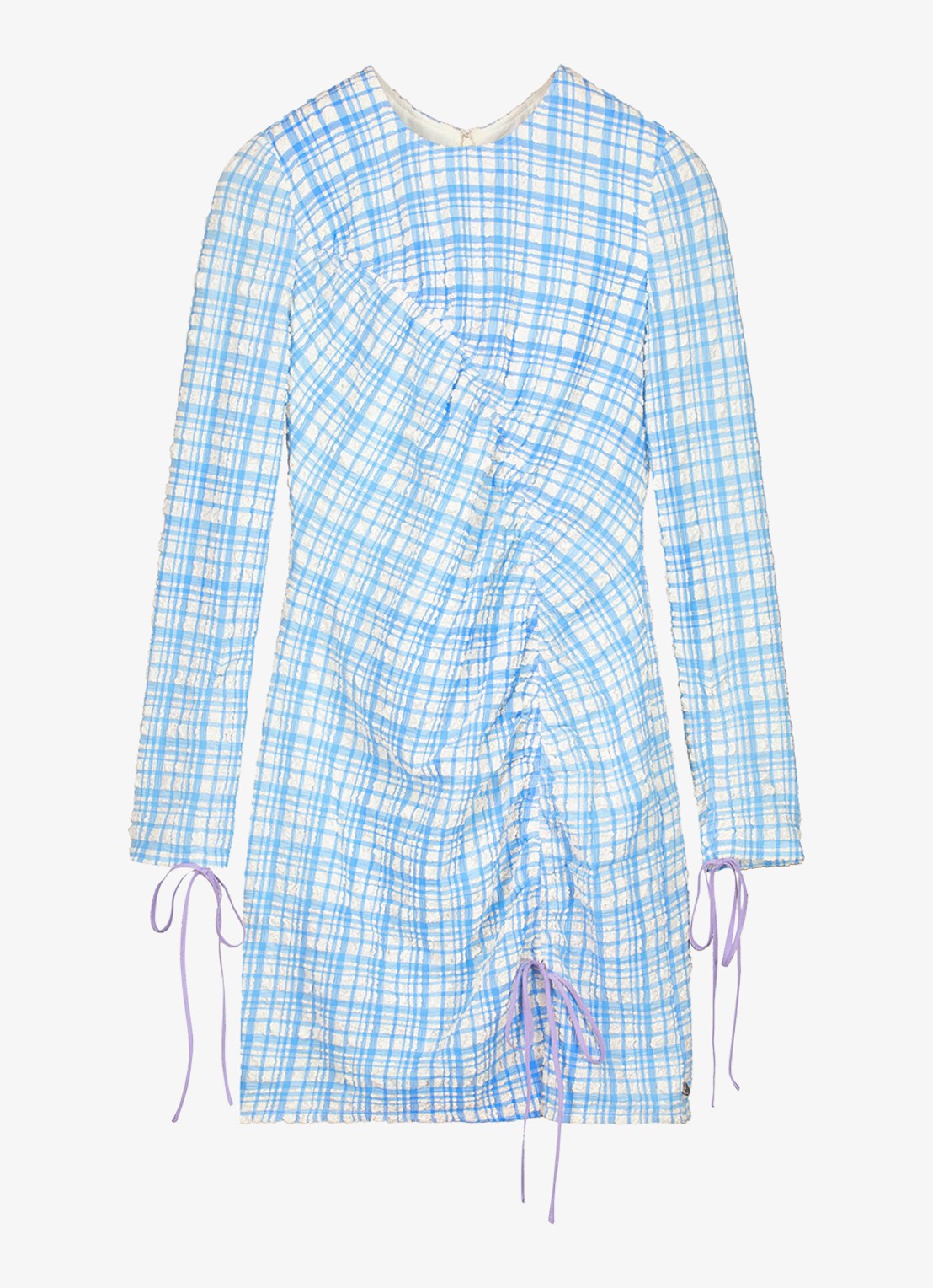 Fabienne Chapot Levi mini jurk met ruitdessin en structuur - voorkant 4 blauw