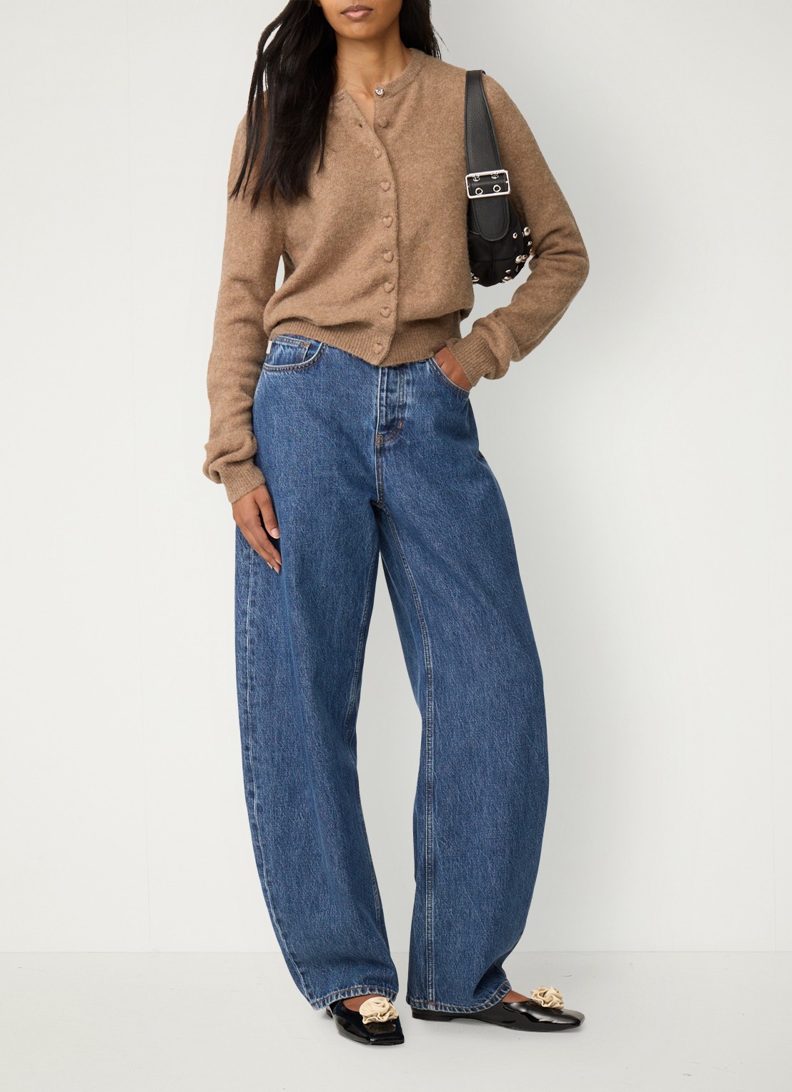 Fabienne Chapot Lidia Button fijngebreid vest in wolblend - voorkant 5 camel